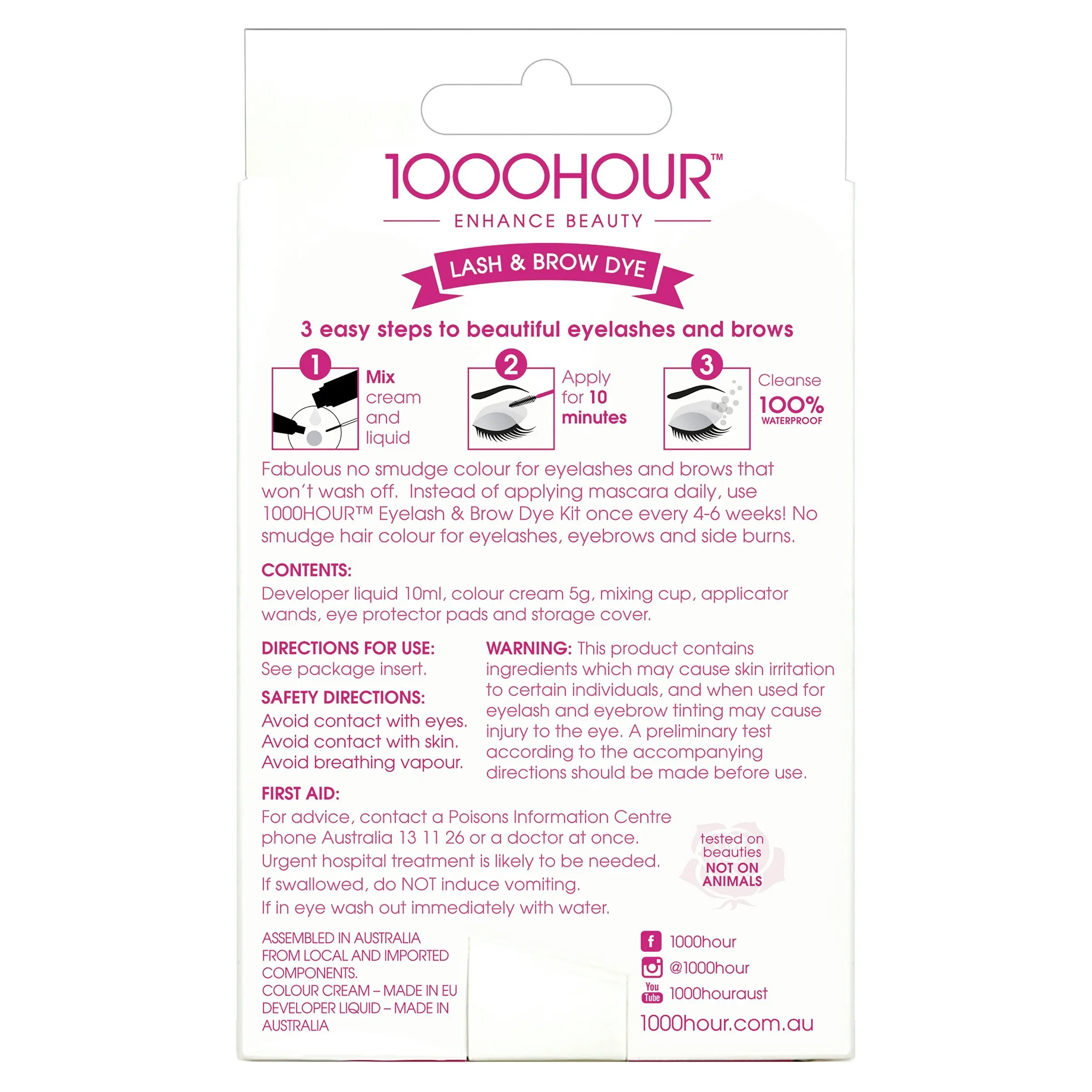 1000 Hour Eyelash & Brow Dye Kit Dark Brown