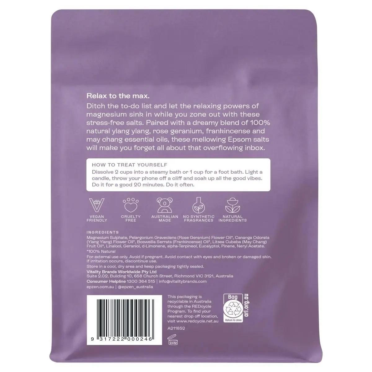 EpZen Relax Magnesium Bath Crystals 900g