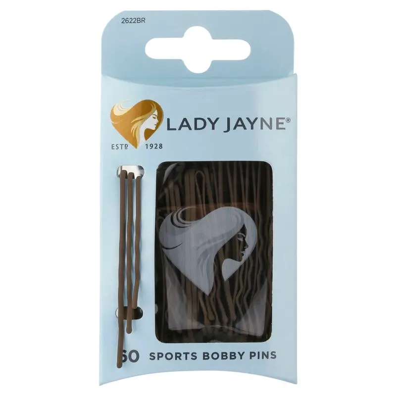 Lady Jayne Brown Super Hold Contoured Bobby Pins 60 Pack