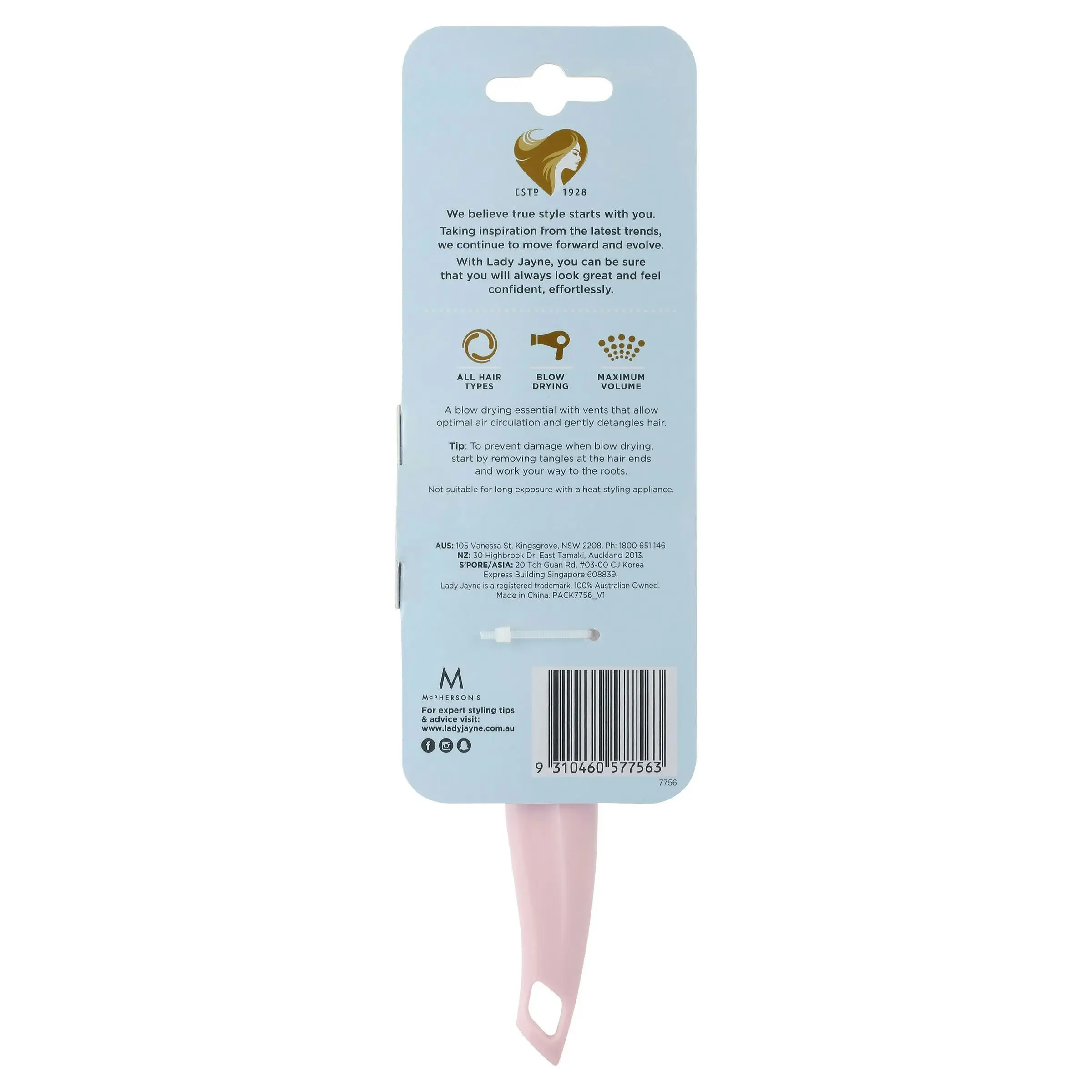 Lady Jayne Nylon Ball Tipped Vent Brush