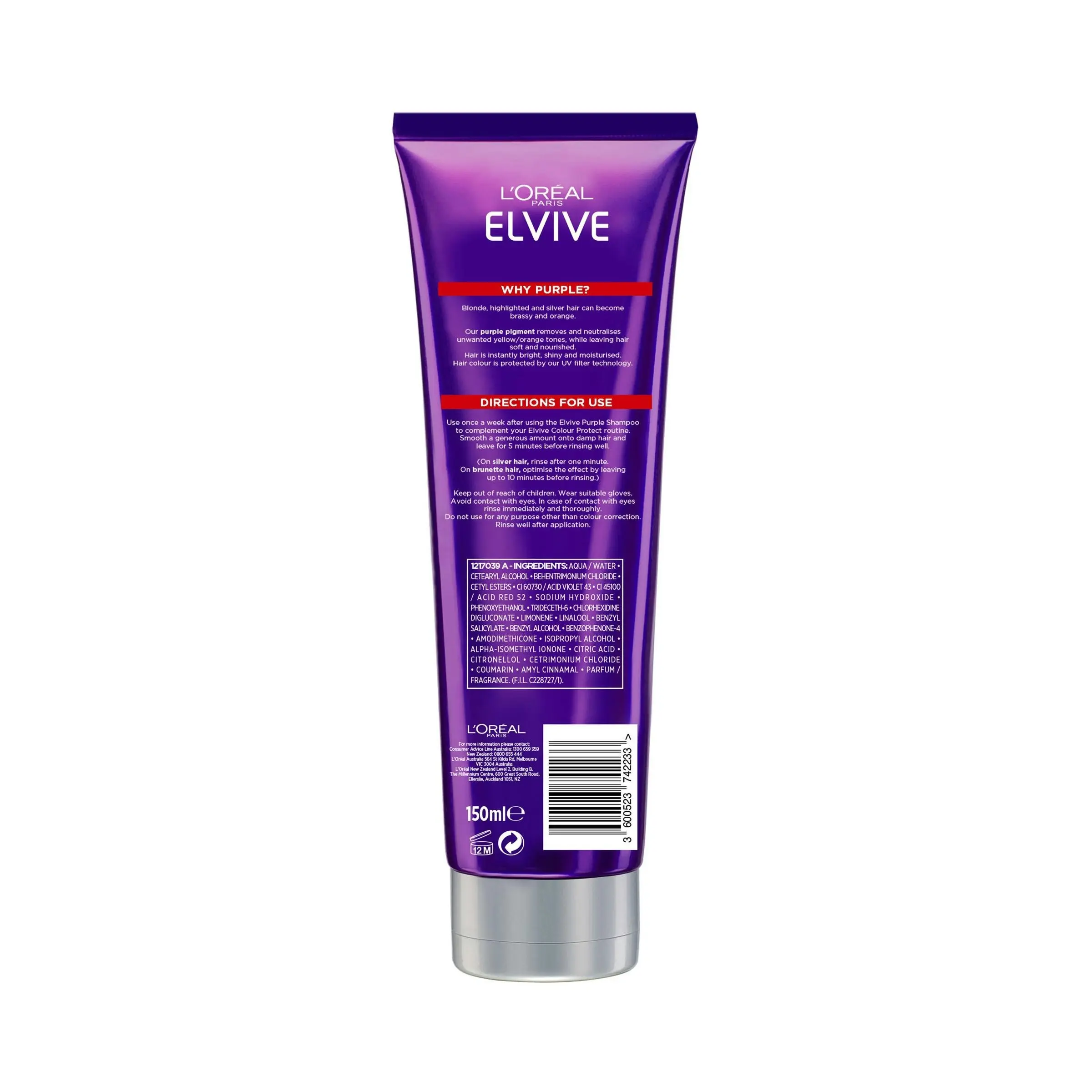 L'Oreal Elvive Colour Protect Purple Conditioner For Coloured Hair 150mL