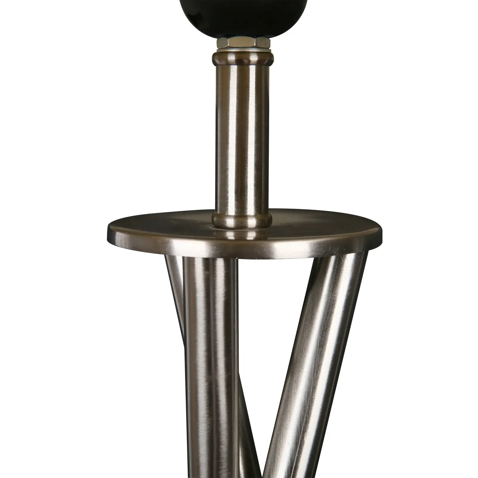 Sherwood Lighting Art Deco Tripod Floor Lamp White Polished Stainless Steel and White