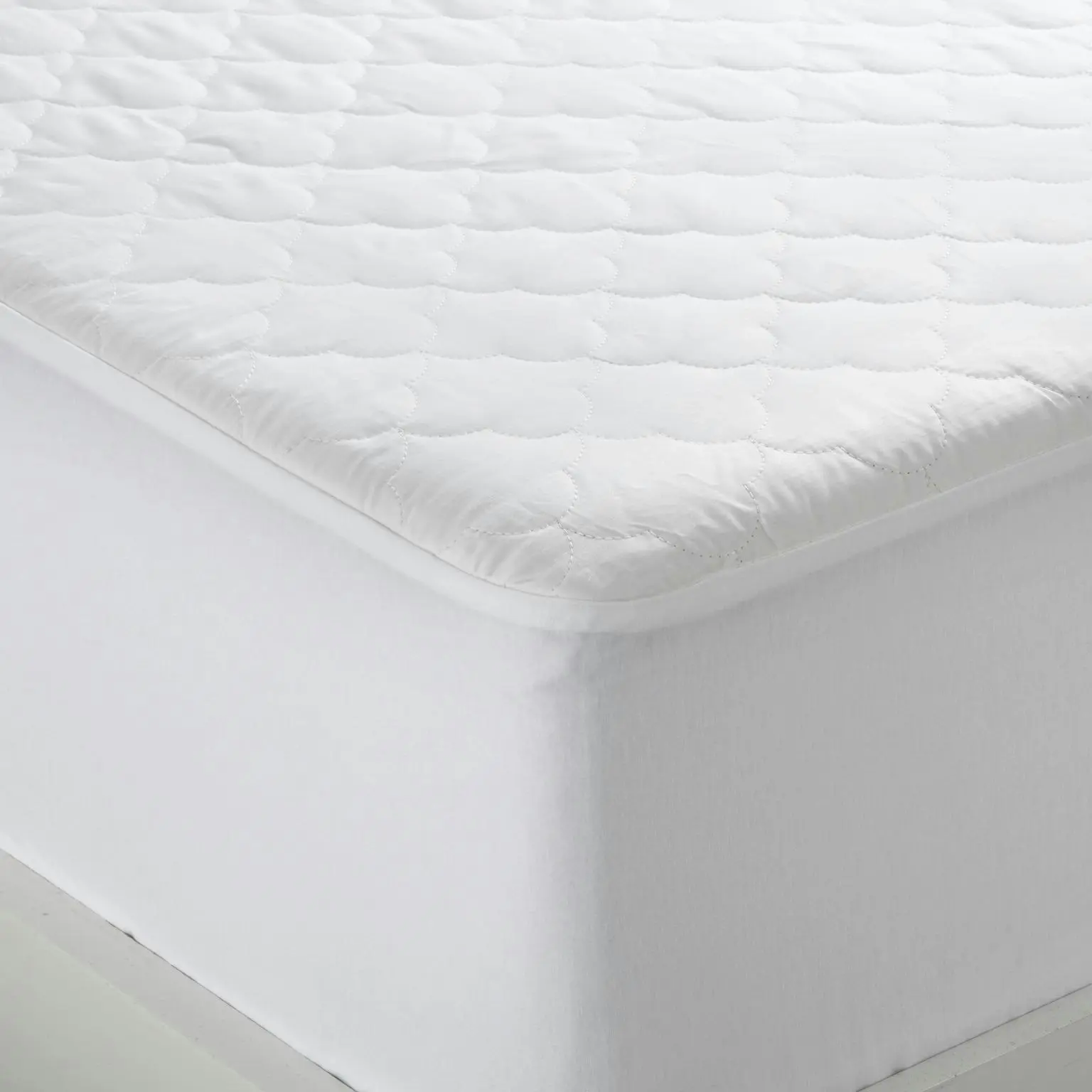 Natural Home Organic Cotton Quilted Mattress Protector White Double Bed