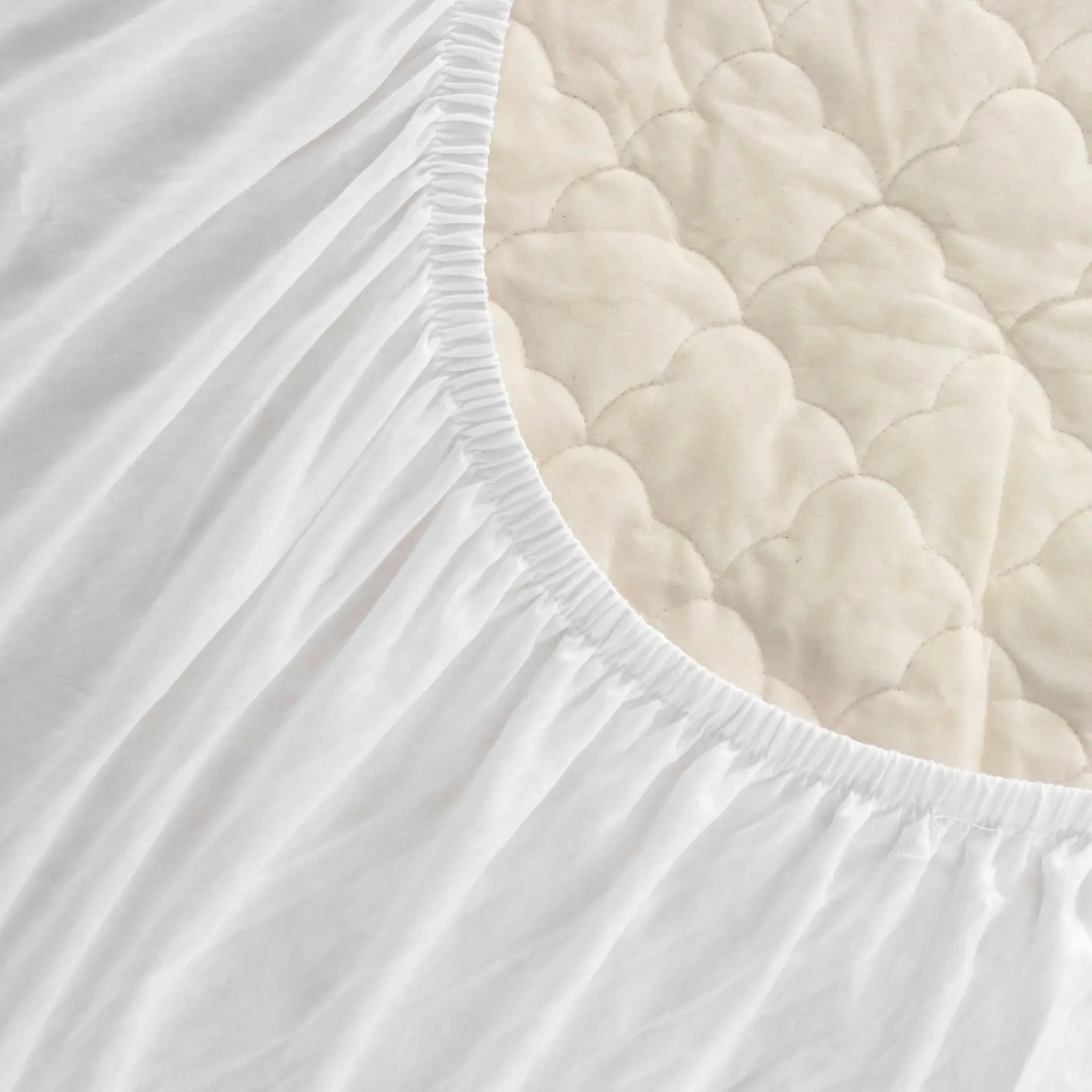 Natural Home Organic Cotton Quilted Mattress Protector White Queen Bed