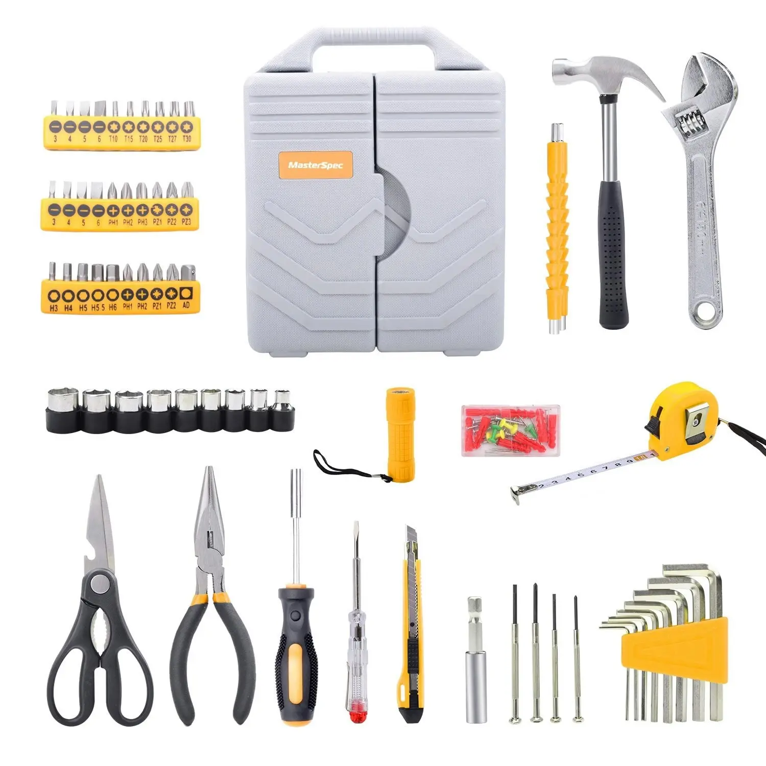 MasterSpec 100PCs Household Tool Kit Toolbox Set