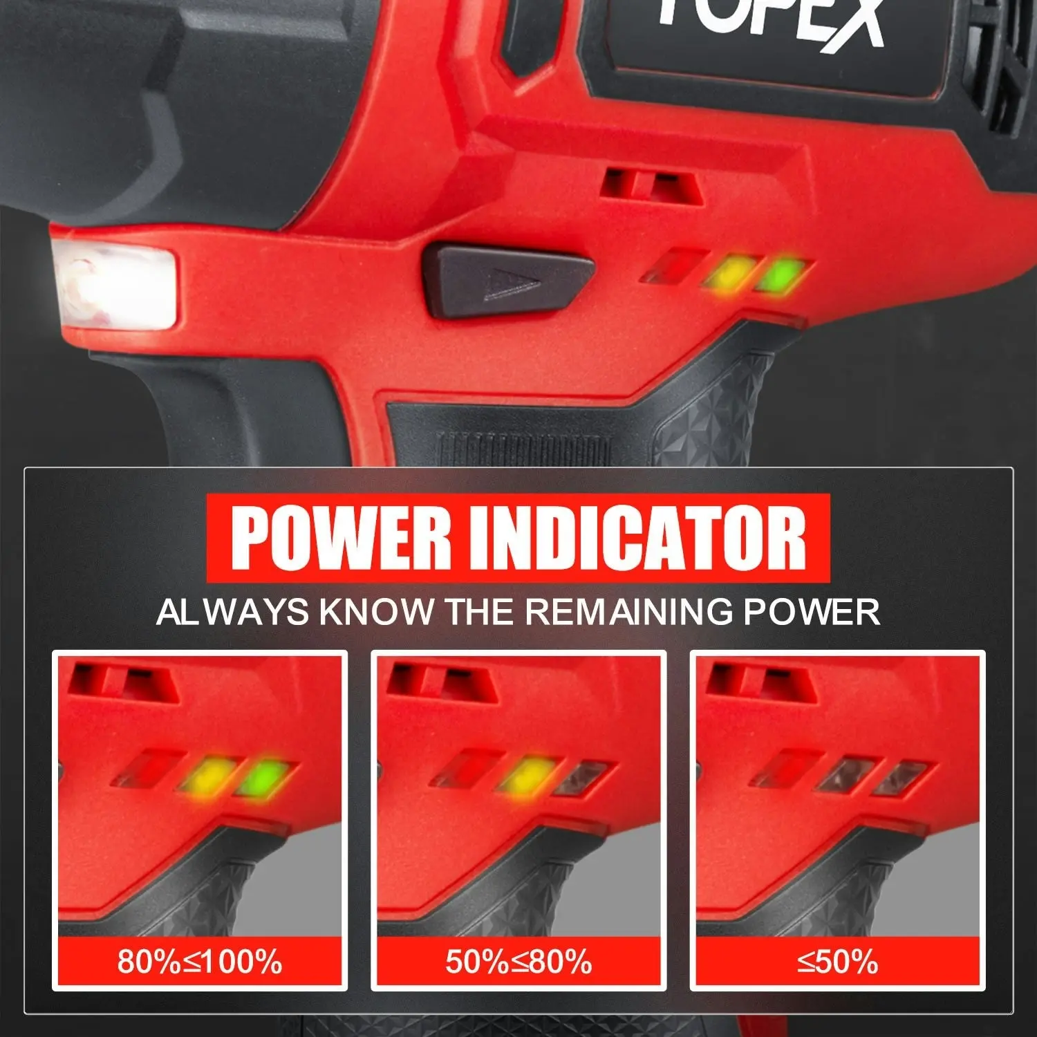 Topex 12V Cordless Impact Wrench with 3/8-Inch Chuck, Torque Max 120 N.m, 6 Sockets