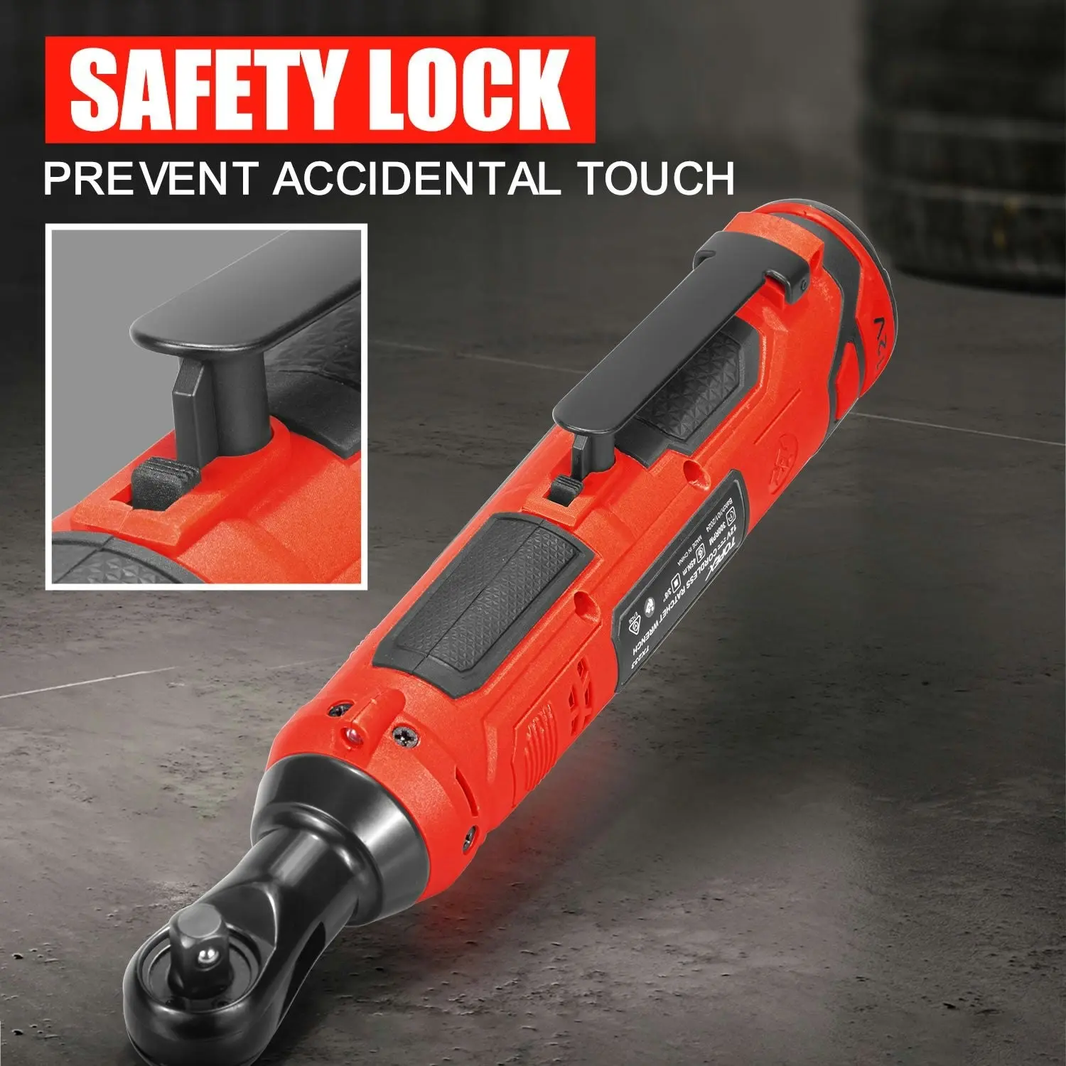 Topex 3/8" 12V Cordless Electric Ratchet Wrench 45NM/33.2ft-lbs 300RPM Variable Speed & LED Light