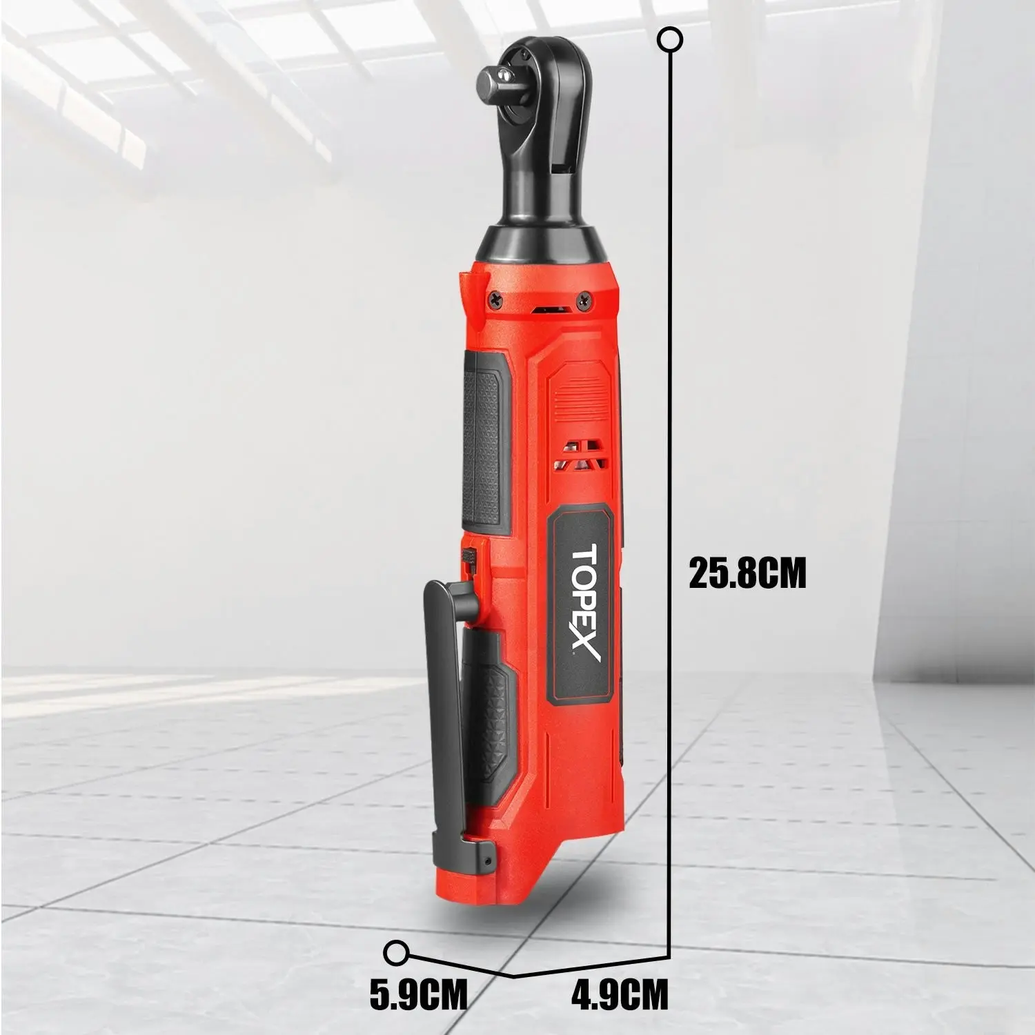 Topex 3/8" 12V Cordless Electric Ratchet Wrench 45NM 300RPM Variable Speed & LED Light Skin Only without Battery