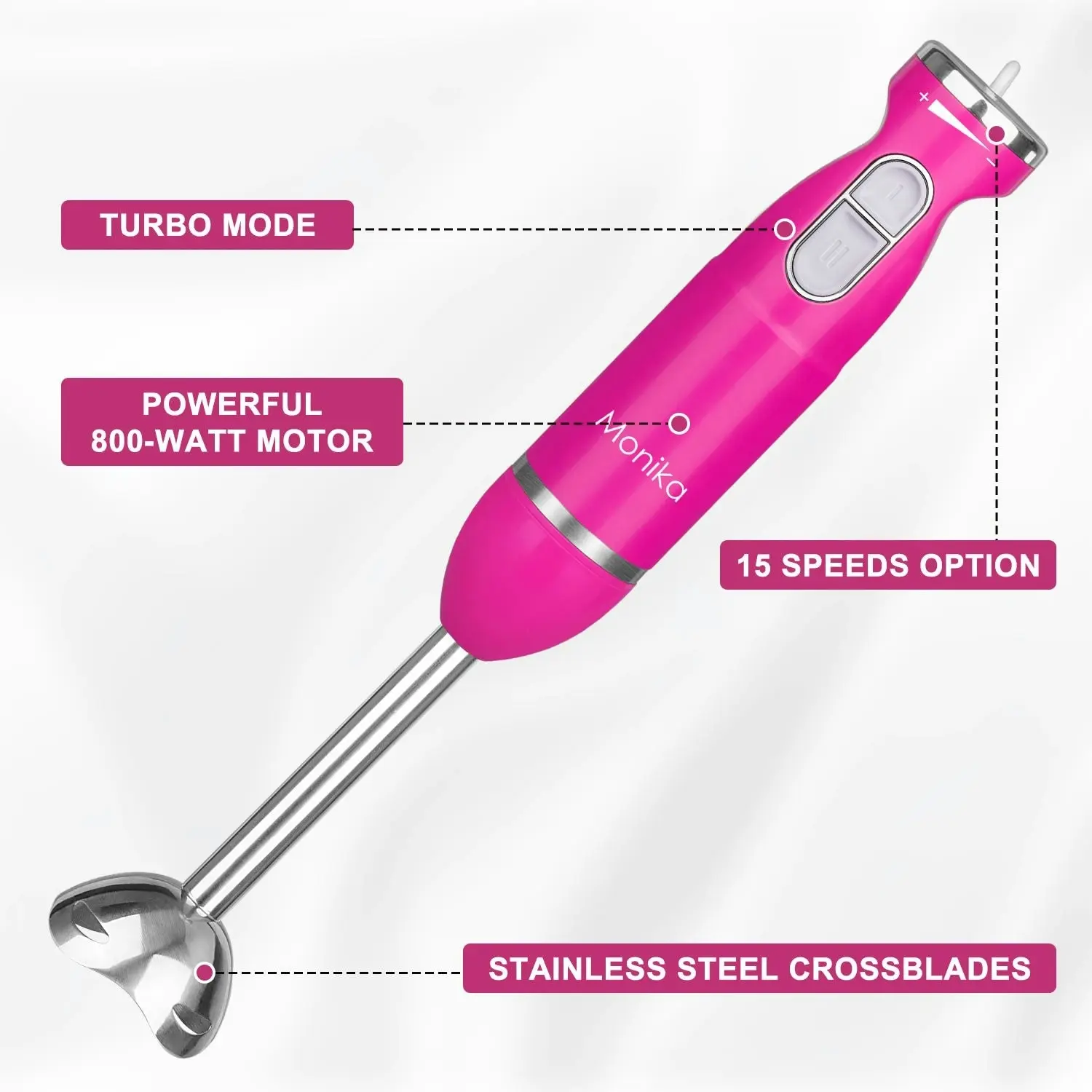 Monika 5In1 Electric Stick Blender Handheld Mixer Chopper Stainless Steel Whisk