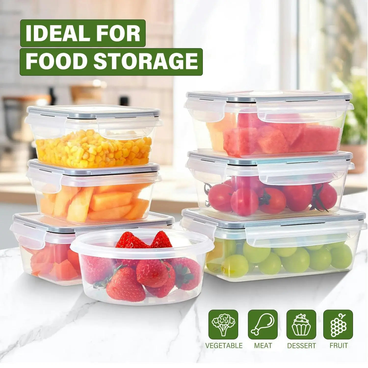 Stelive 56 PCs Food Storage Container Set, Leak Proof Lunch Boxes, BPA-Free Clear Plastic Storage Containers for Home & Kitchen Organization with Labels & Pen