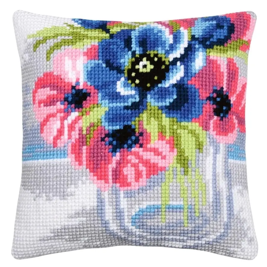 Flowers in a Vase Needlepoint Cushion- Needlework