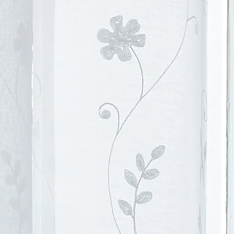 Eyelet curtain white scroll leaf