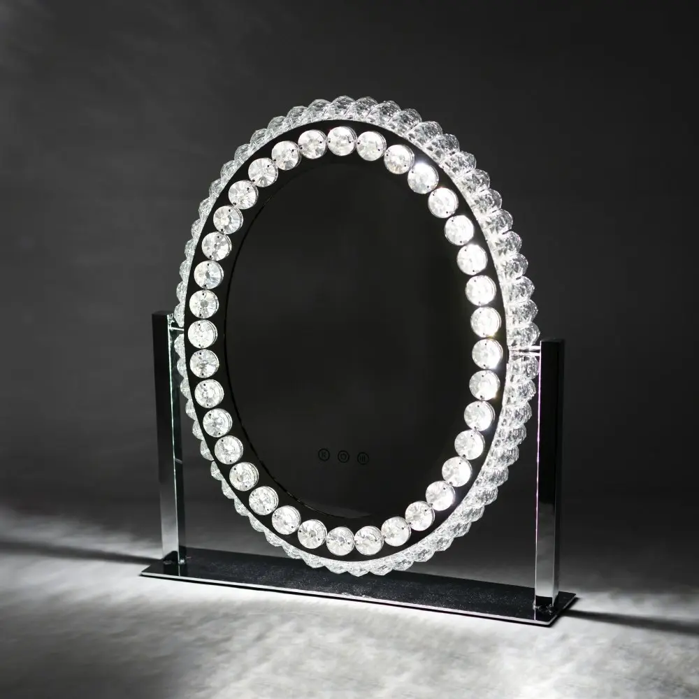 Circle Glam Crystal Mirror