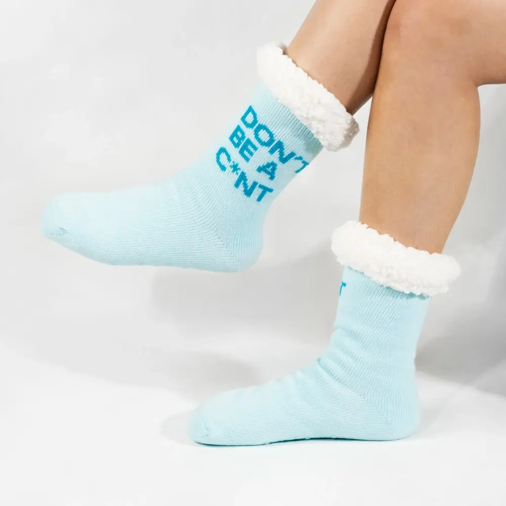 Don't Be A C*nt Mint Winter Sherpa Socks