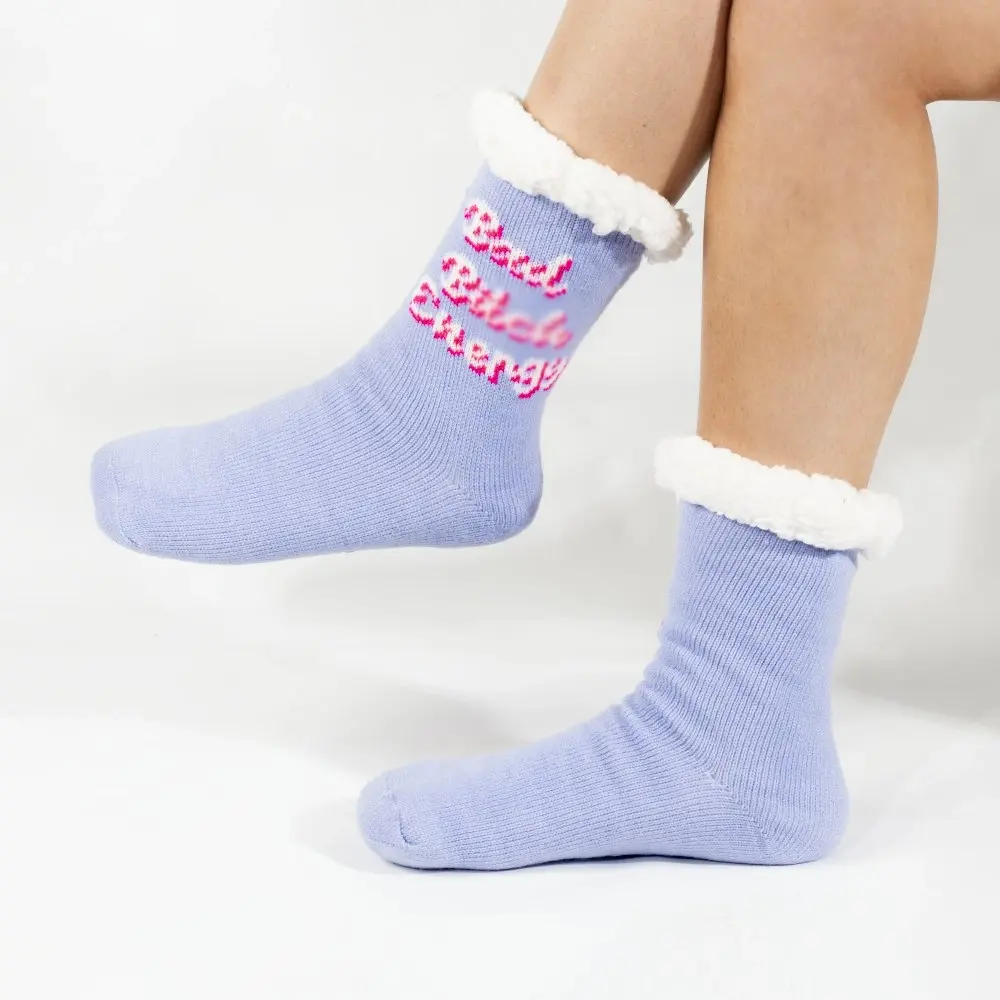 Bad B*tch Energy Purple Ombre Sherpa Winter Socks