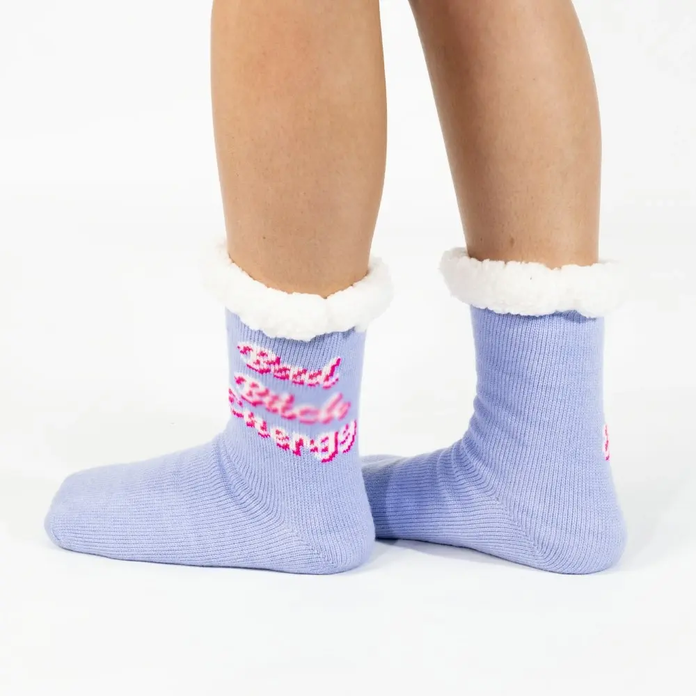 Bad B*tch Energy Purple Ombre Sherpa Winter Socks