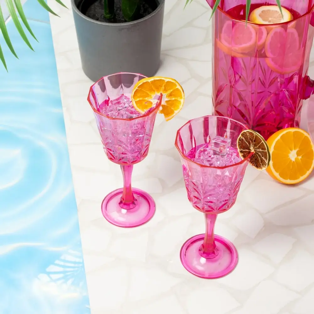 Hot Pink Acrylic Wine Glasses Set of 4