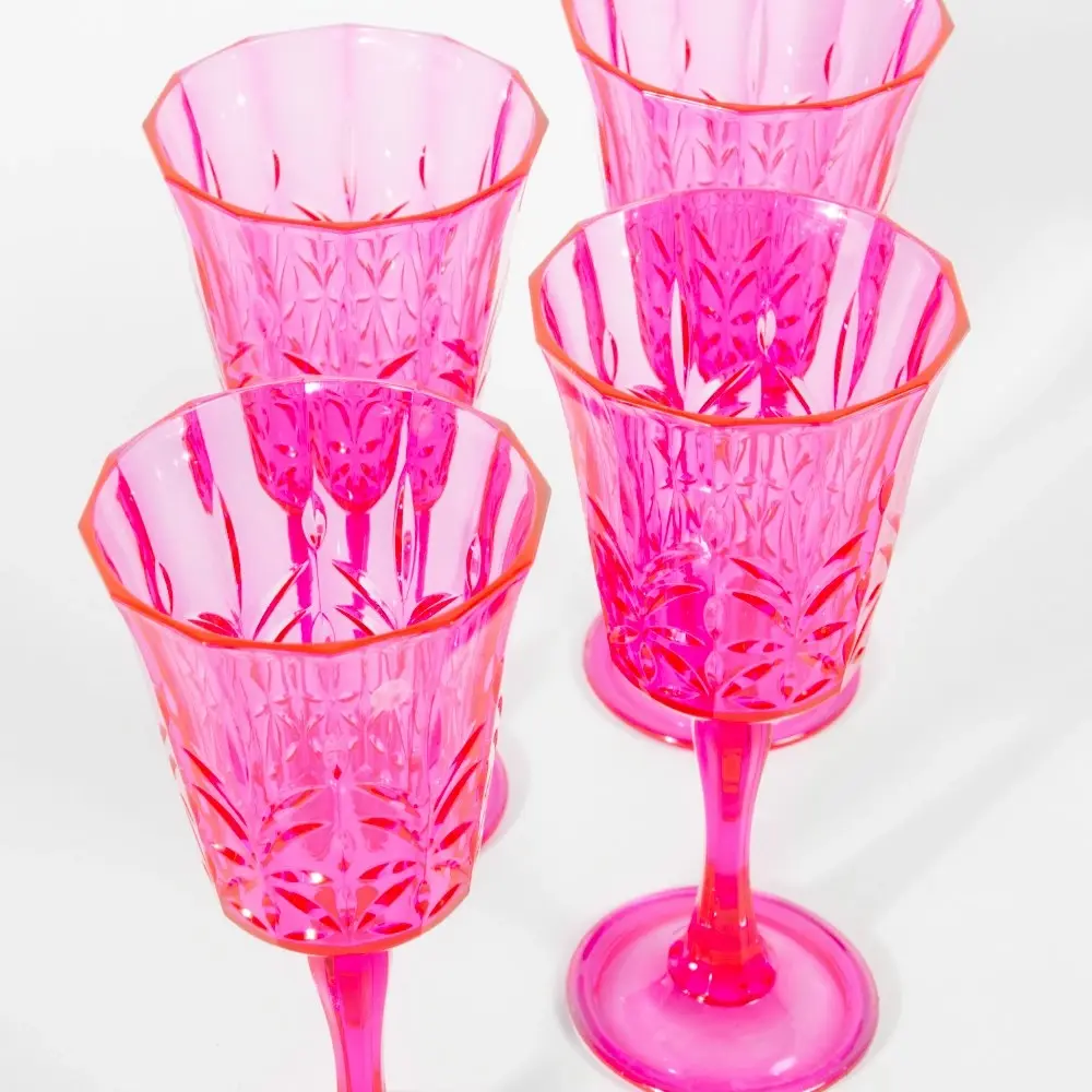 Hot Pink Acrylic Wine Glasses Set of 4