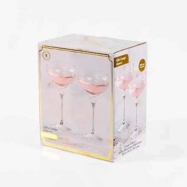 Glitz Silver Coupe Glasses Pack of 2