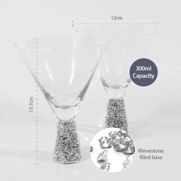 Glitz Short Stem Martini Glasses Pack of 2