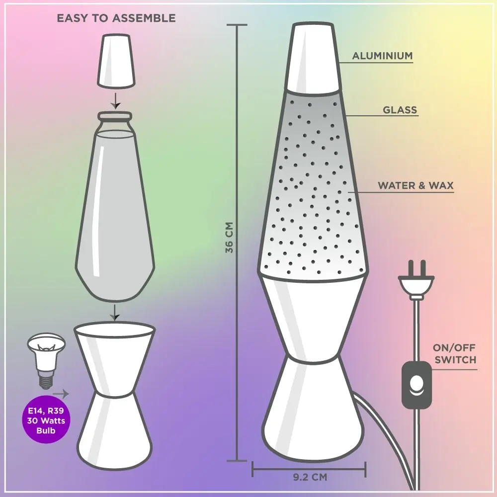 Colour Burst & White Lava Lamp