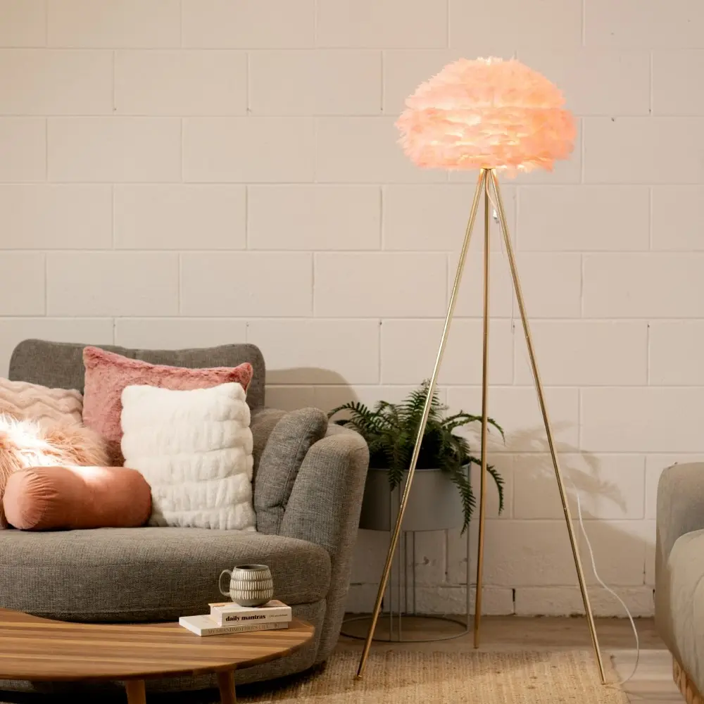 Pink Feather Tripod Floor Lamp