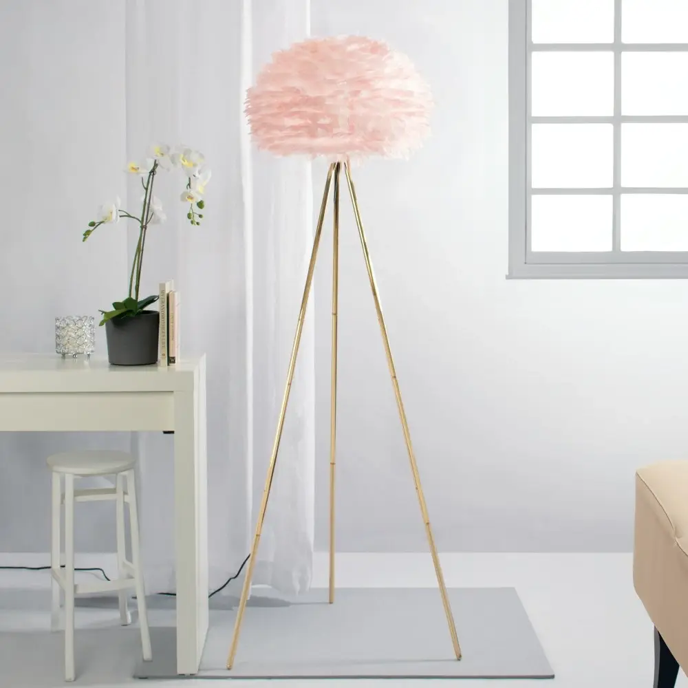 Pink Feather Tripod Floor Lamp