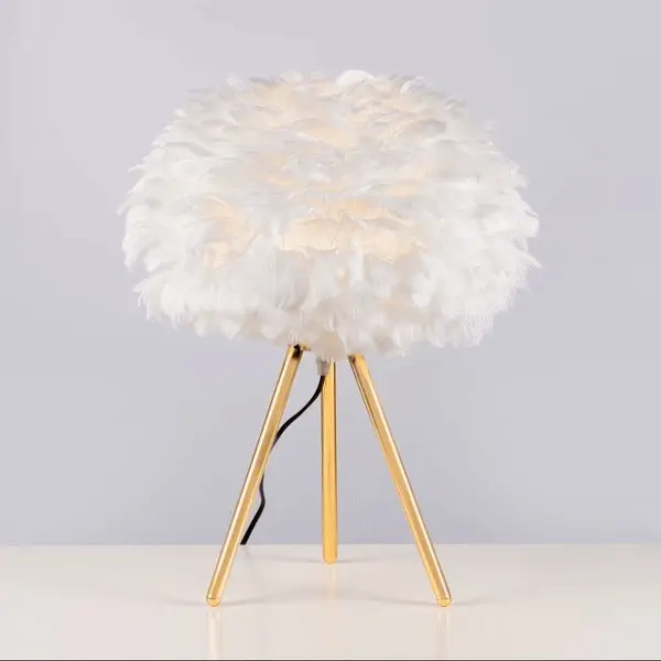 White Feather Tripod Table Lamp