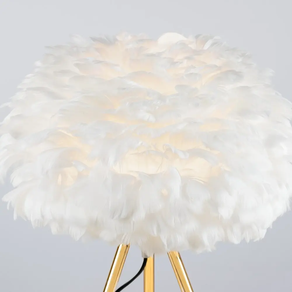 White Feather Tripod Table Lamp