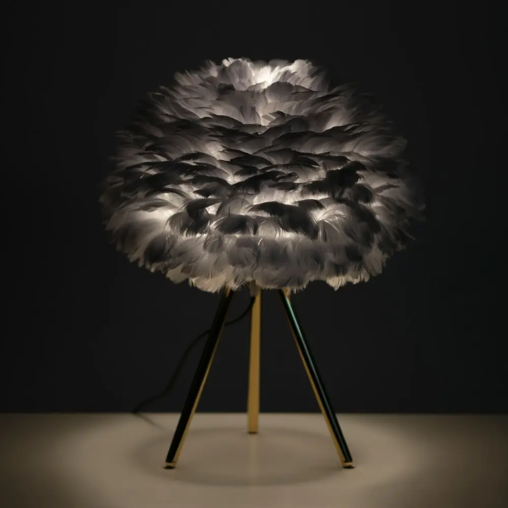 Grey Feather Tripod Table Lamp