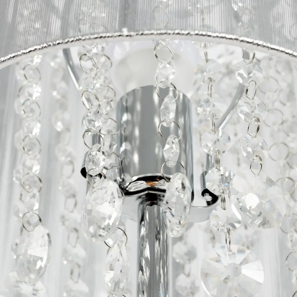 Silver Crystal Floor Lamp With String Shade