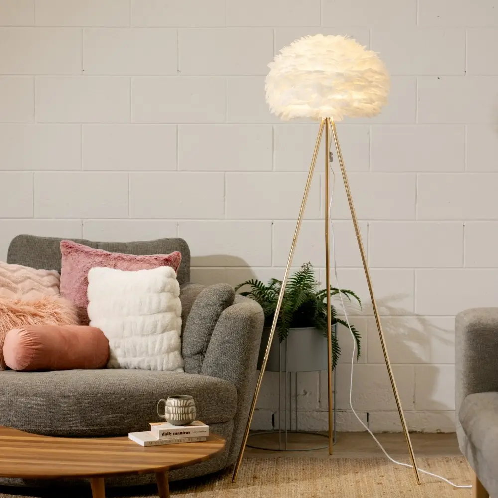 White Feather Tripod Floor Lamp