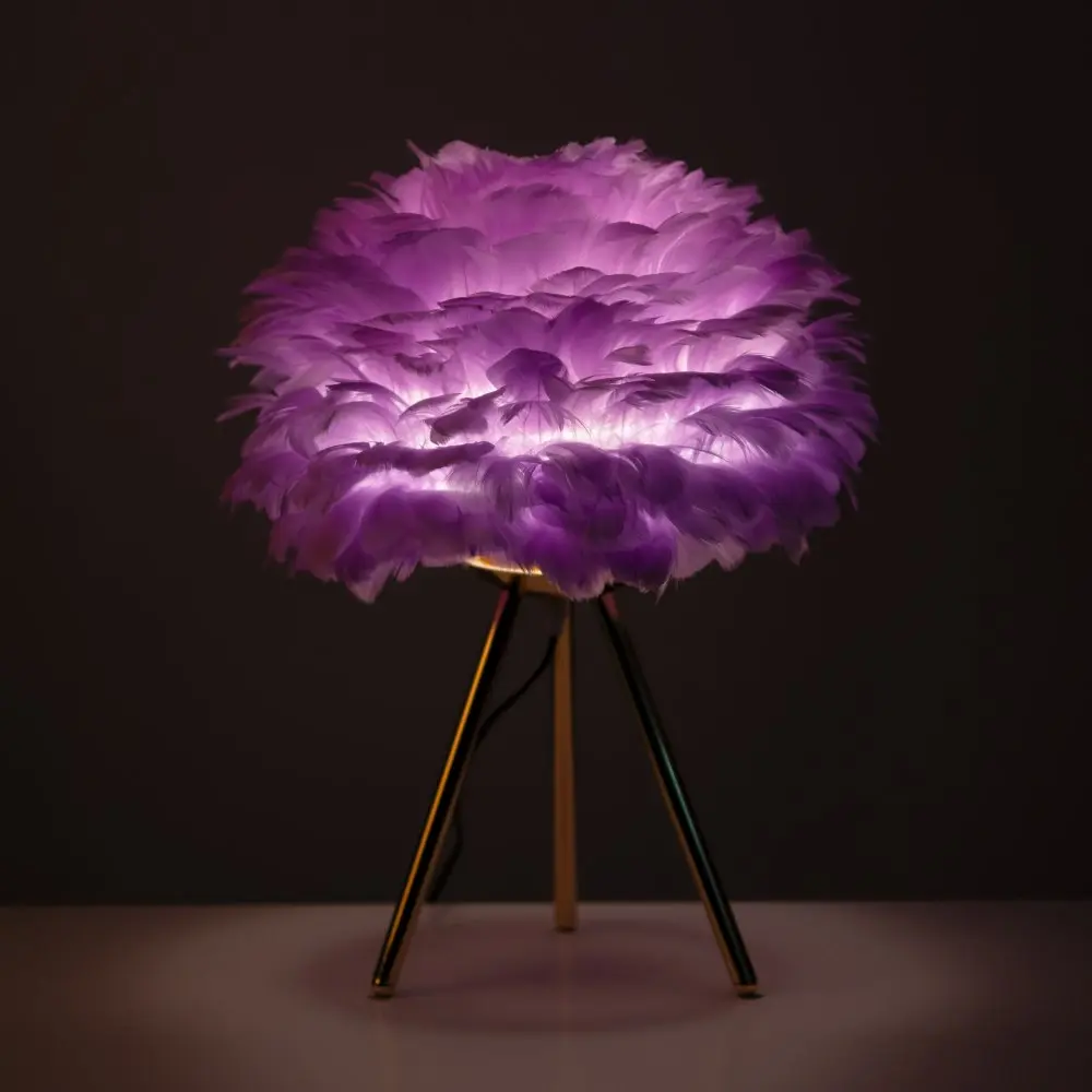 Lilac Feather Tripod Table Lamp