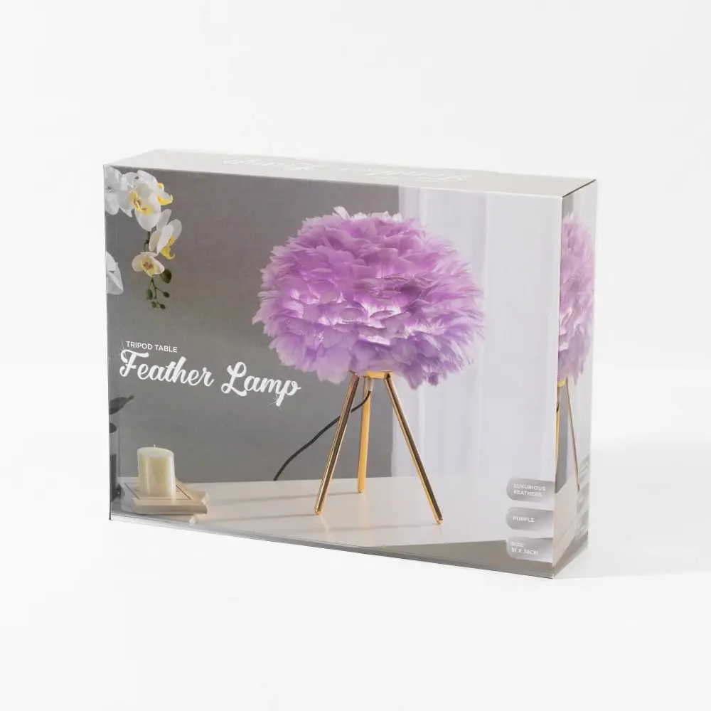 Lilac Feather Tripod Table Lamp