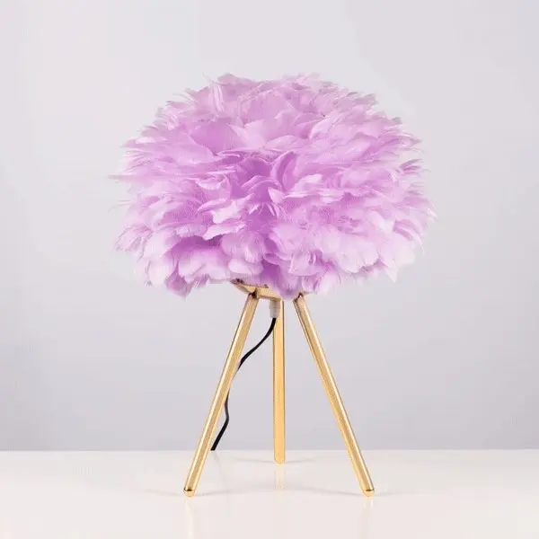 Lilac Feather Tripod Table Lamp