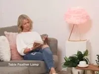 Pink Feather Tripod Table Lamp