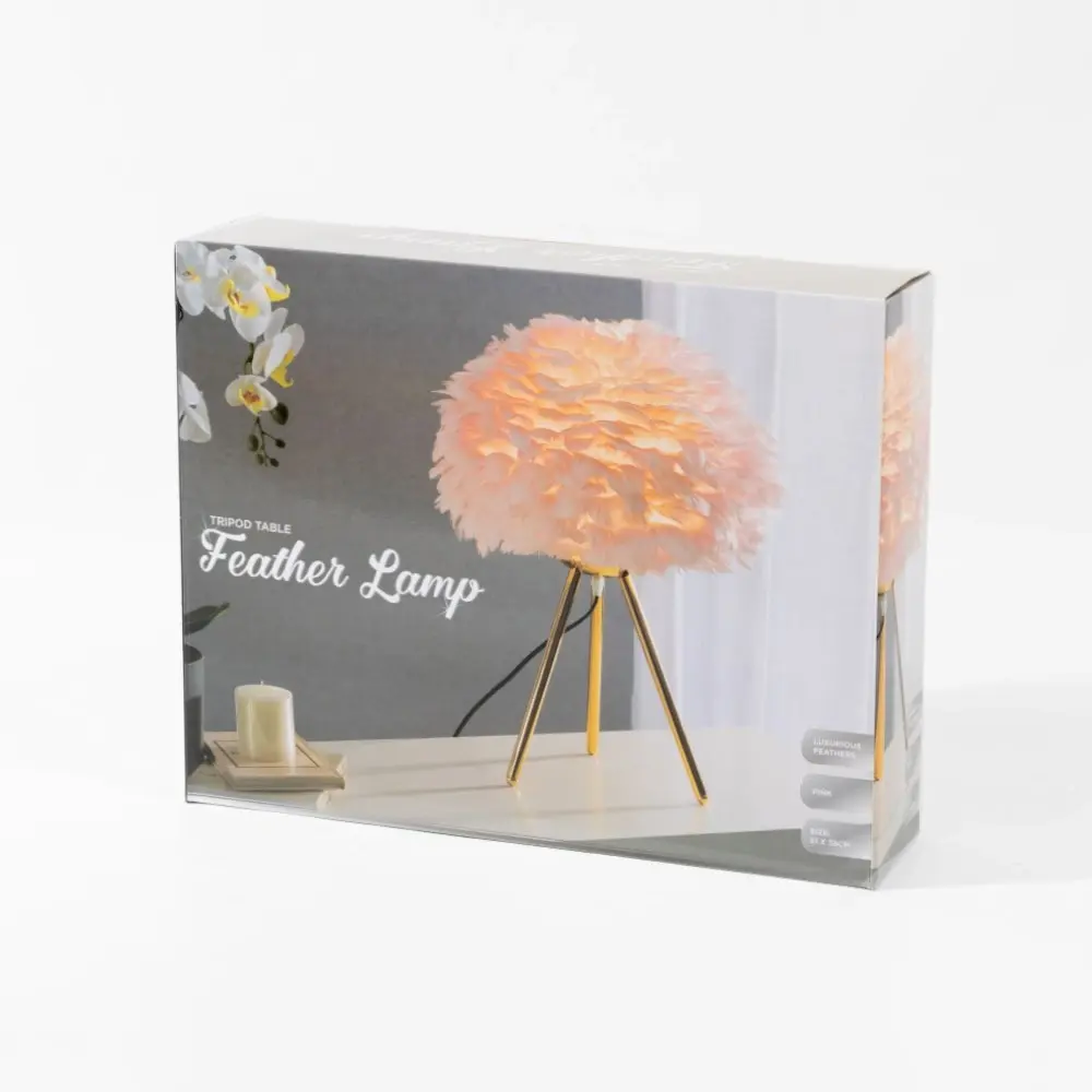 Pink Feather Tripod Table Lamp