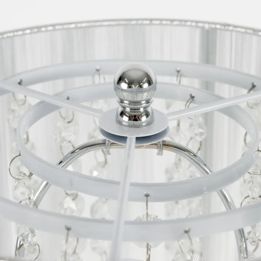 Silver Crystal Table Lamp With String Shade