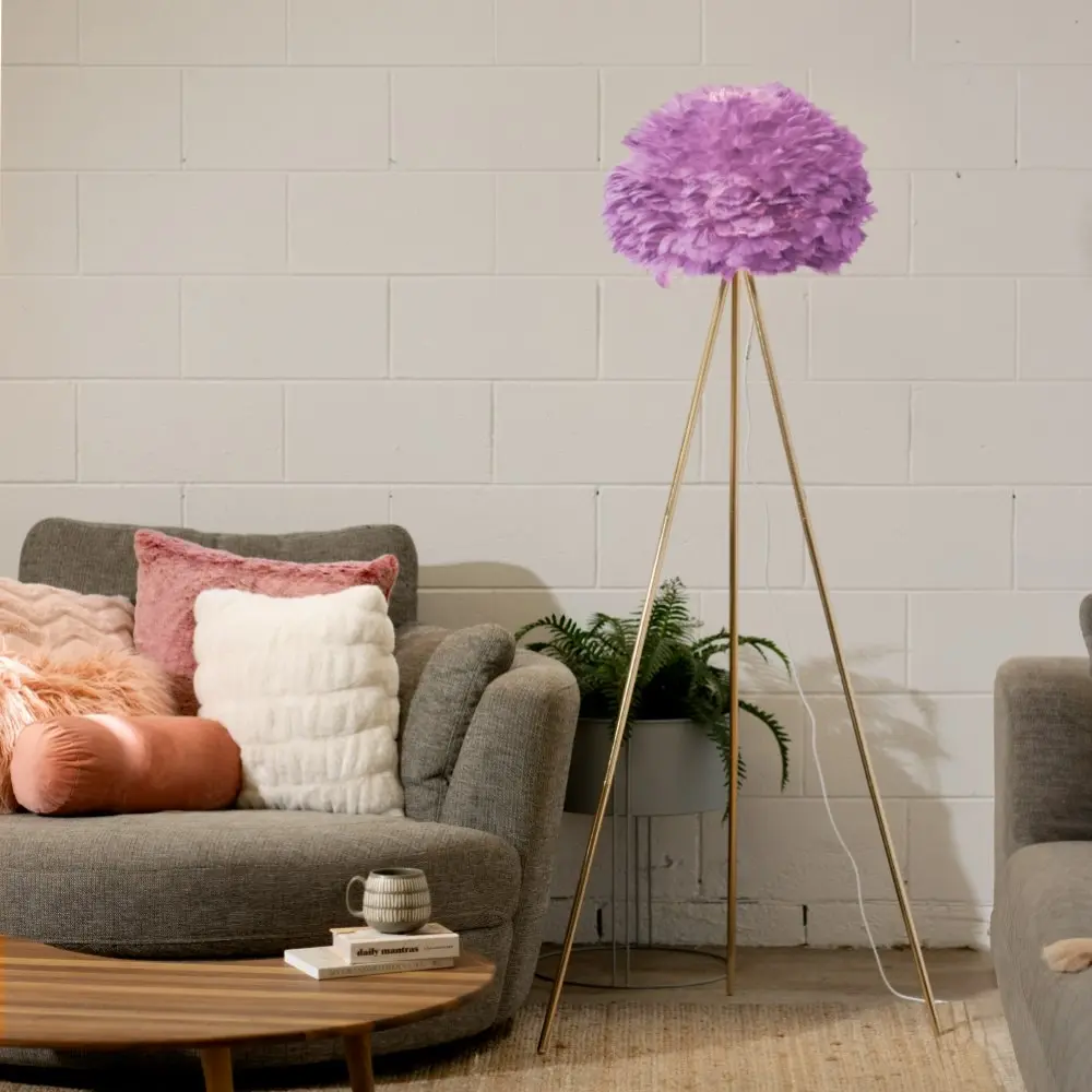 Lilac Feather Tripod Floor Lamp