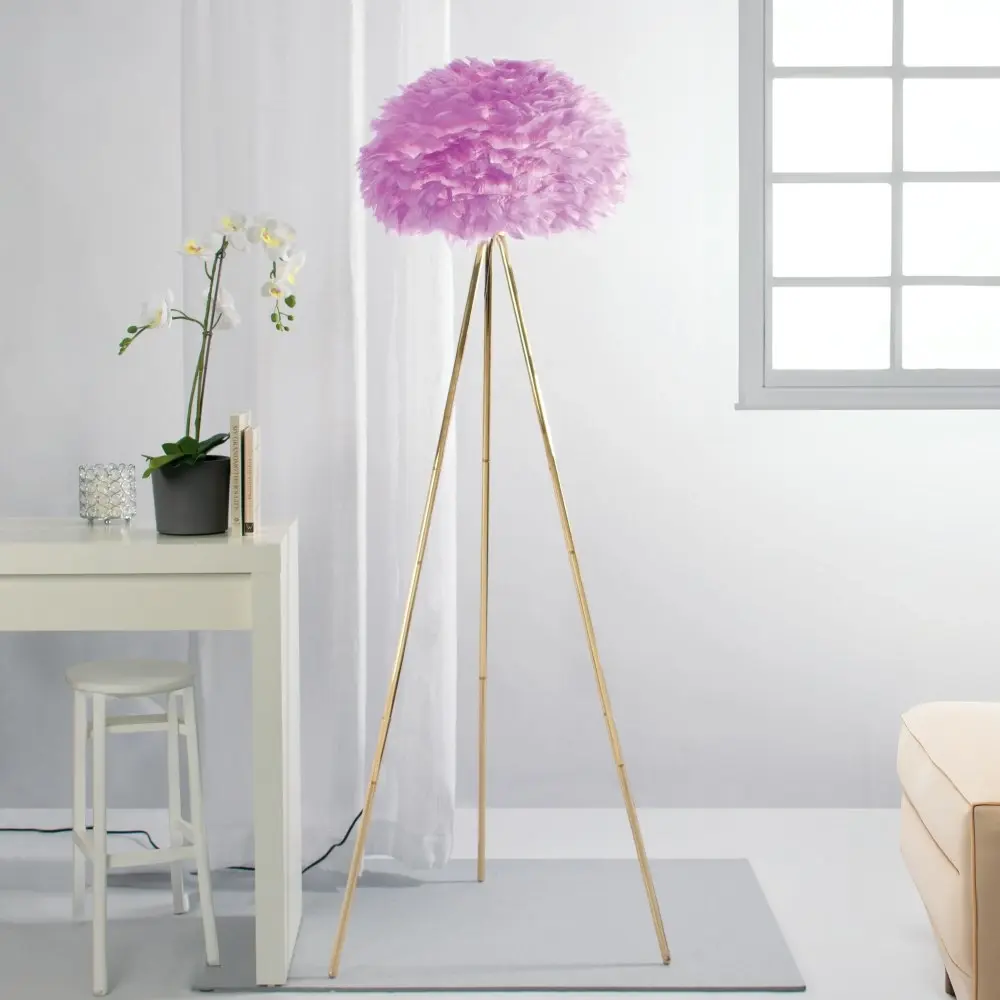 Lilac Feather Tripod Floor Lamp