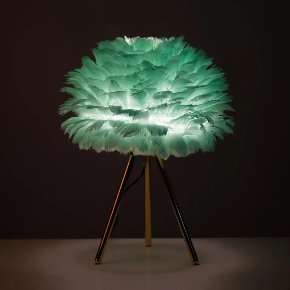 Mint Feather Tripod Table Lamp