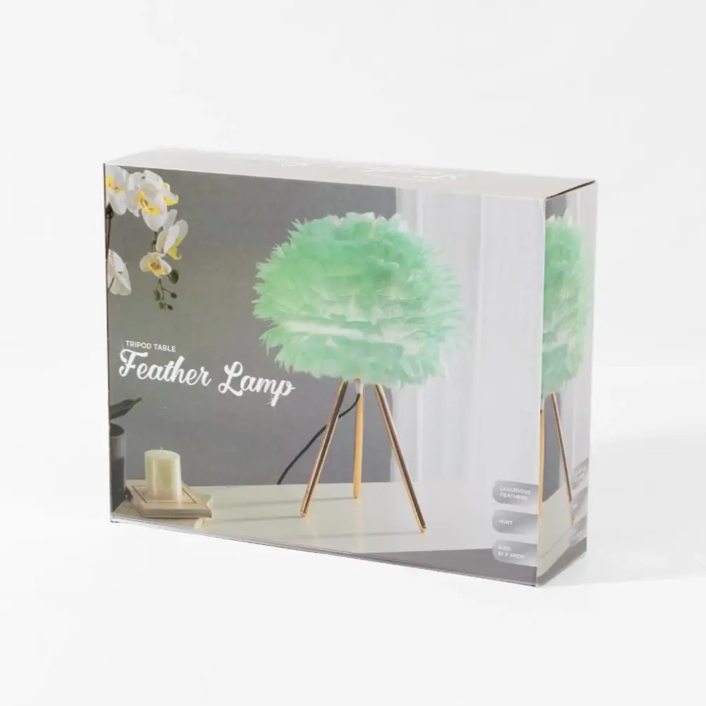 Mint Feather Tripod Table Lamp