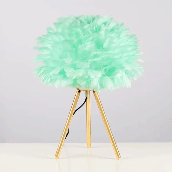 Mint Feather Tripod Table Lamp