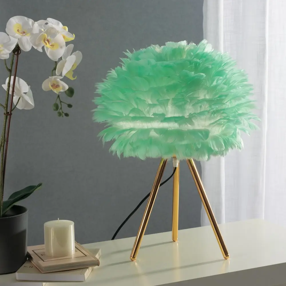 Mint Feather Tripod Table Lamp