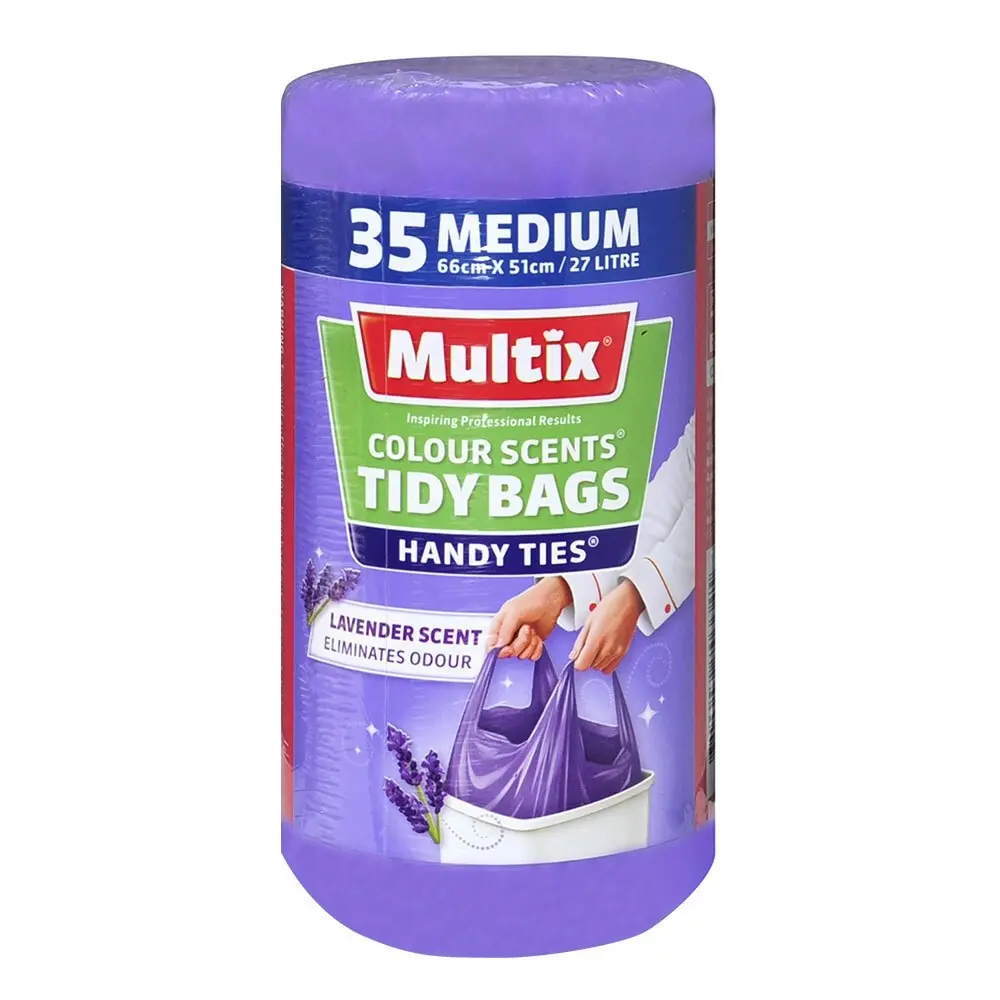 70x Multix Medium 27L 66x51cm Lavender Scent Tidy Rubbish/Garbage/Trash Bags