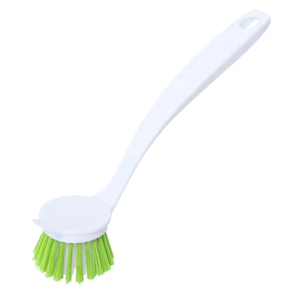 2x Sabco 25cm Round Handy Dish Brush Cleaning/Washing Scrubber w/ Scraper White