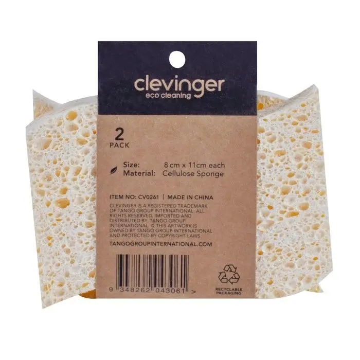 6pc Clevinger Biodegradable Plastic Free Kitchen/Household Sponges 8x11cm