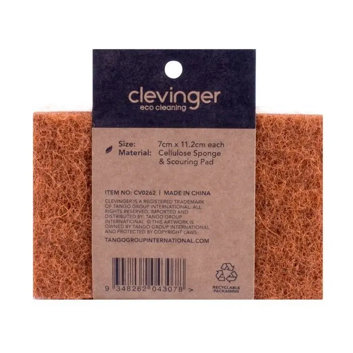 6pc Clevinger Cellulose Biodegradable Household Cleaning Sponges 7x11.2cm