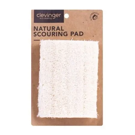 3x Clevinger Natural Vegan Loofah Scouring Household/Kitchen Cleaning Pad 10x7cm