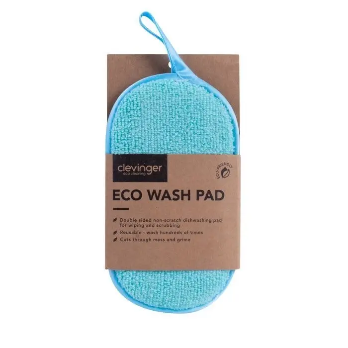 3x Clevinger Eco Wash Double Sided Non-Scratch Cleaning Pad 18x10cm Assorted